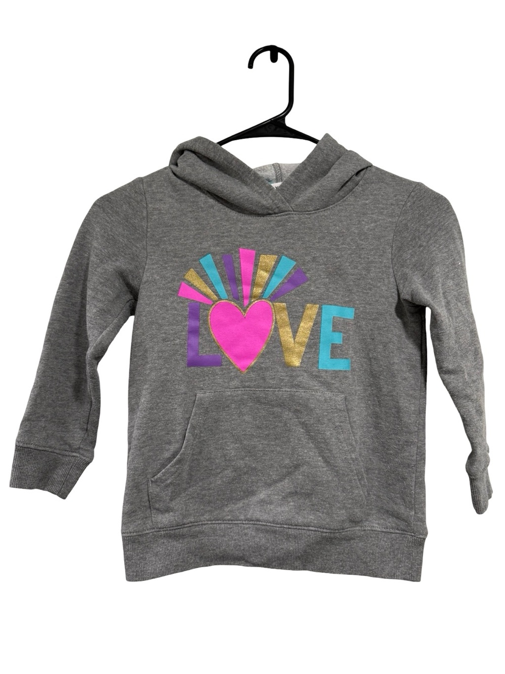 Kids Hoodie with Colorful LOVE Heart Graphic